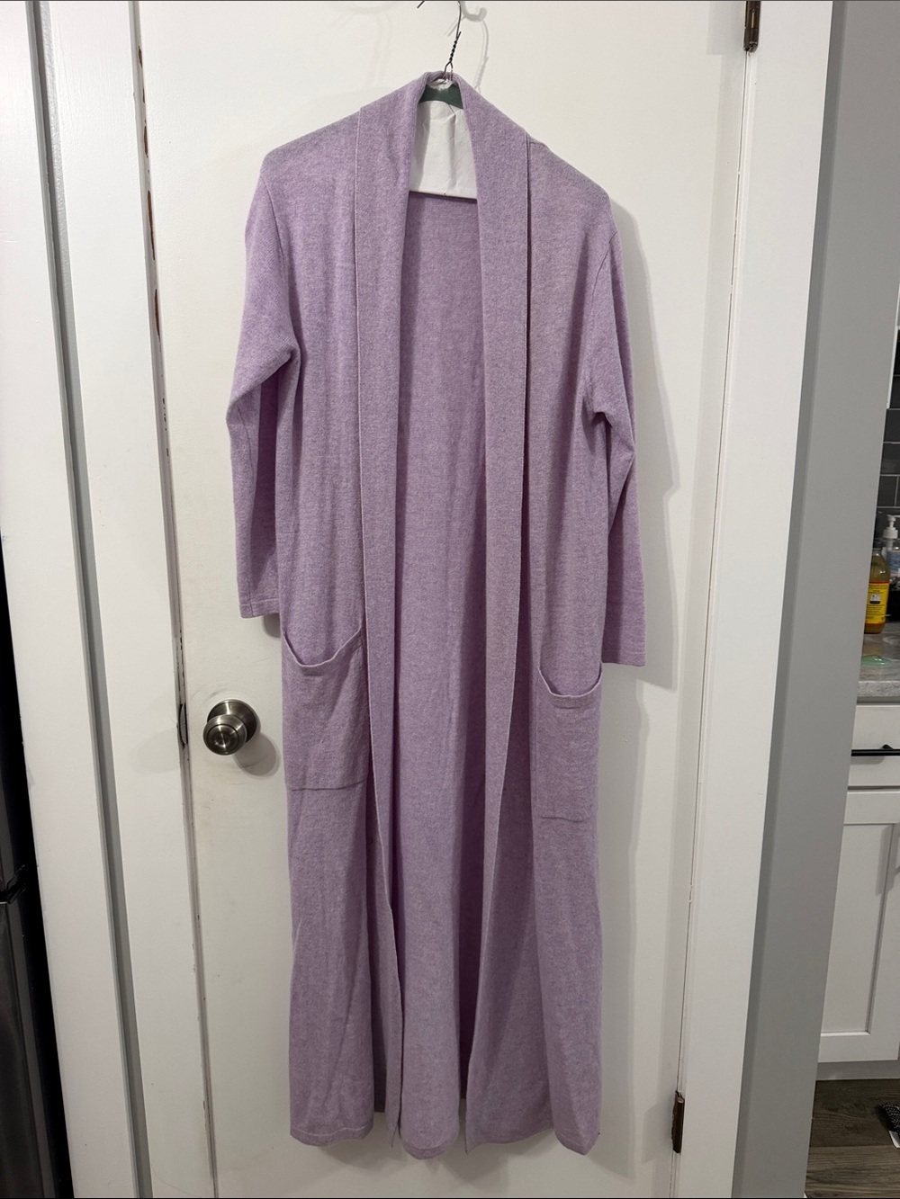 Charter Club Lavender Open-Front Long Duster Cashmere Cardigan Medium